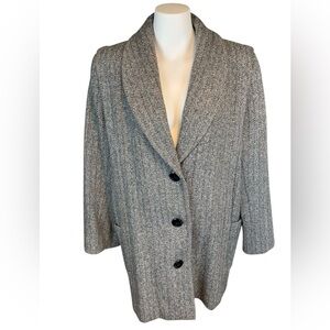 Vintage Herman Kay Wool Blend Lined Herringbone Single Breasted Pea Coat- Sz 14